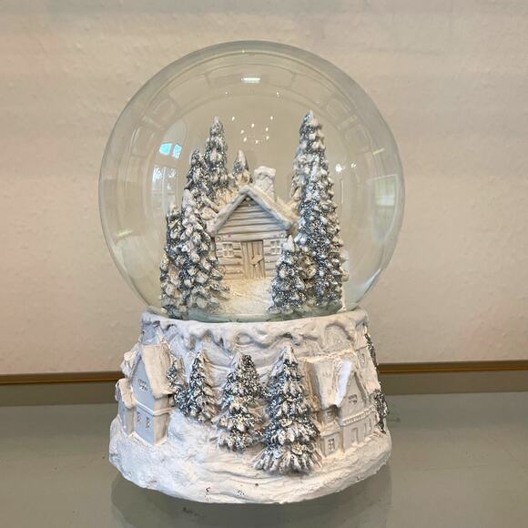 34TH & PINE Christmas Musical Waterglobe White & Silver Holiday Glam Decor NEW - Picture 2 of 10